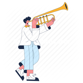 trumpet, musician, musical, instrument, announcement